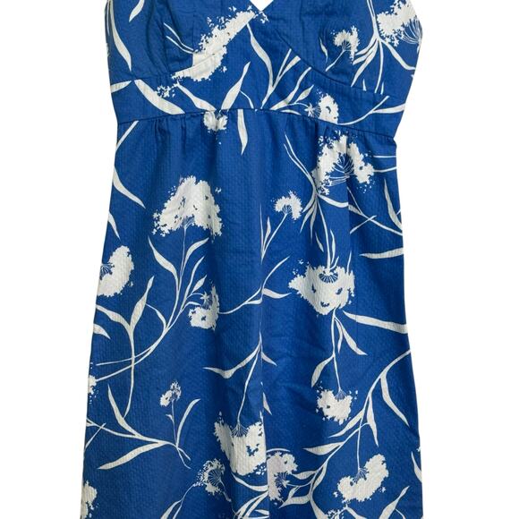 Vtg Malia Honolulu Size 14 Blue White Floral Print Adjustable Strap Maxi Dress - Picture 3 of 10